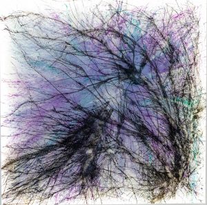 ©Mona Moleo - Demarcation - Mixed technique on wooden panels - 100 x 100 cm - 2024