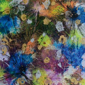 ©Mona Moleo - The Highness - Mixed technique on wooden panels - 100 x 100 cm - 2023