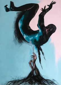 ©Oleg Soul - Back to the Roots - Acrylic, charcoal, pallet knife on canvas - 140 x 102 cm - 2023