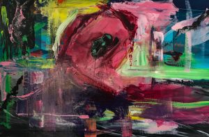 ©Oleg Soul - Birth of Artist - Acrylic, charcoal, pallet knife on canvas - 85 x 130 cm - 2024