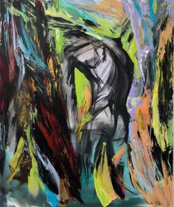 ©Oleg Soul - Double Energy - Acrylic, charcoal, pallet knife on canvas - 120 x 100 cm - 2020