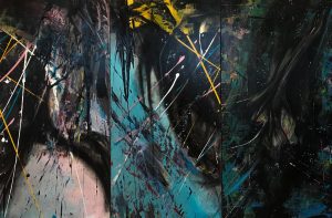 ©Oleg Soul - Misunderstood Child’s - Acrylic, charcoal, pallet knife on canvas - 120 x 180 cm - 3 pieces 60 x 120 cm - 2023